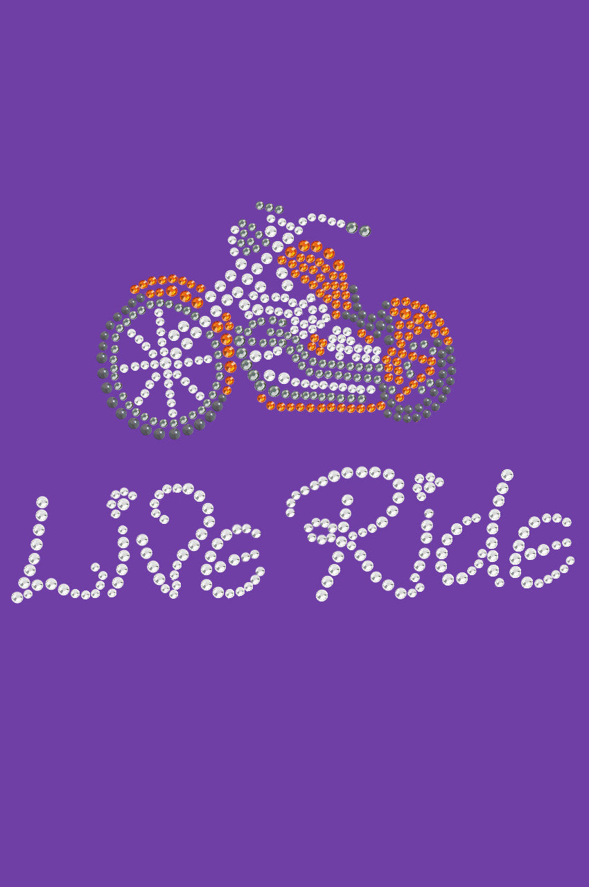 Live - Ride - (Orange) Motorcycle - Bandanas Purple