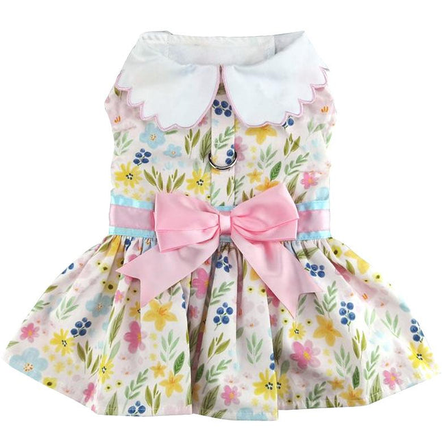 Pastel Meadow Dog Dress with Matching Leash