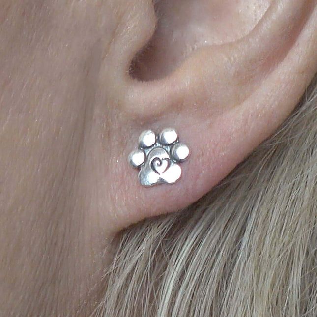 Paw Print Post Earrings, Puppy Love Paw Studs