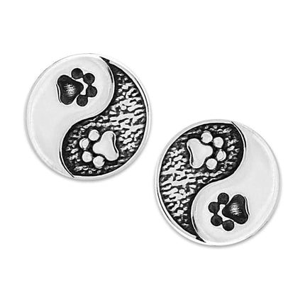 Paw Print Post Earrings, Yin and Yang