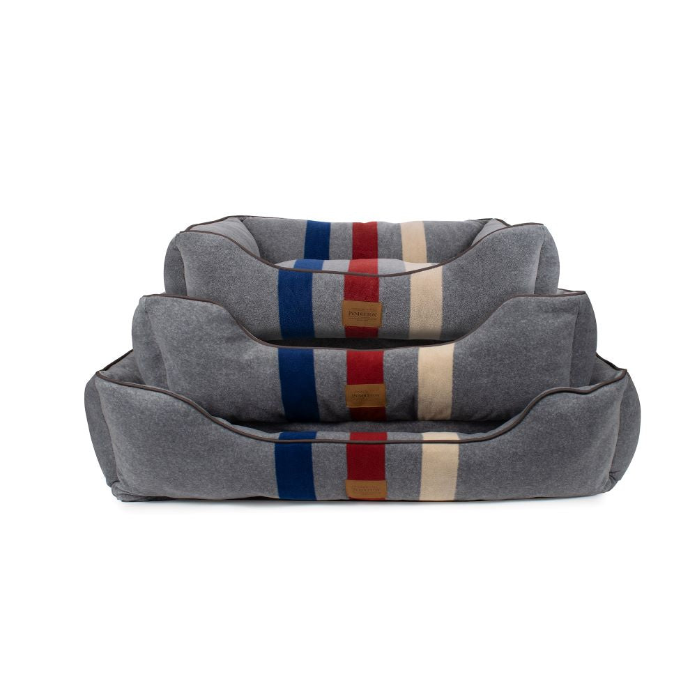 Pendleton Fleece Kuddler Dog Bed - Cabin Stripe Gray X-Large: 42