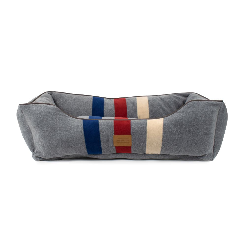 Pendleton Fleece Kuddler Dog Bed - Cabin Stripe Gray