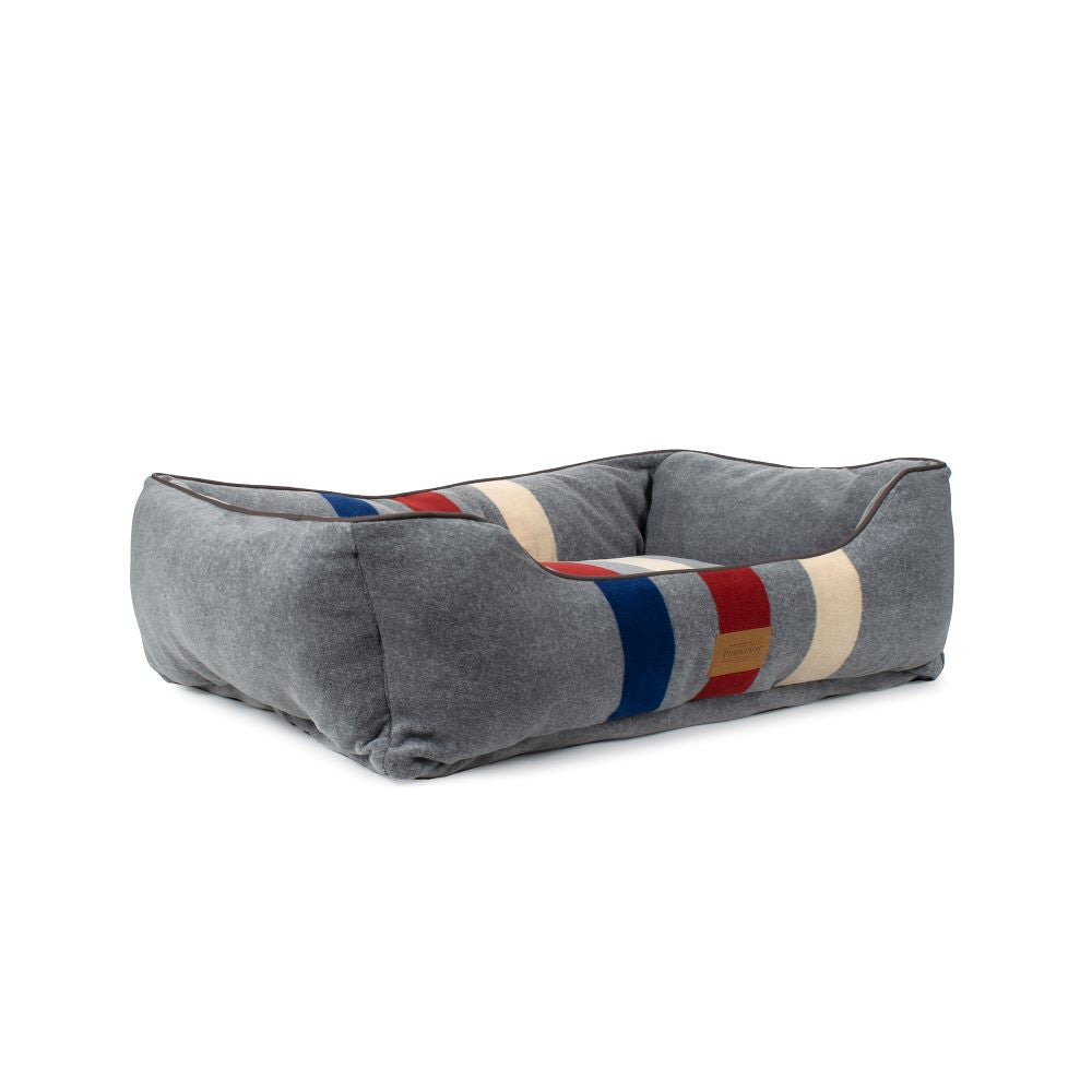 Pendleton Fleece Kuddler Dog Bed - Cabin Stripe Gray