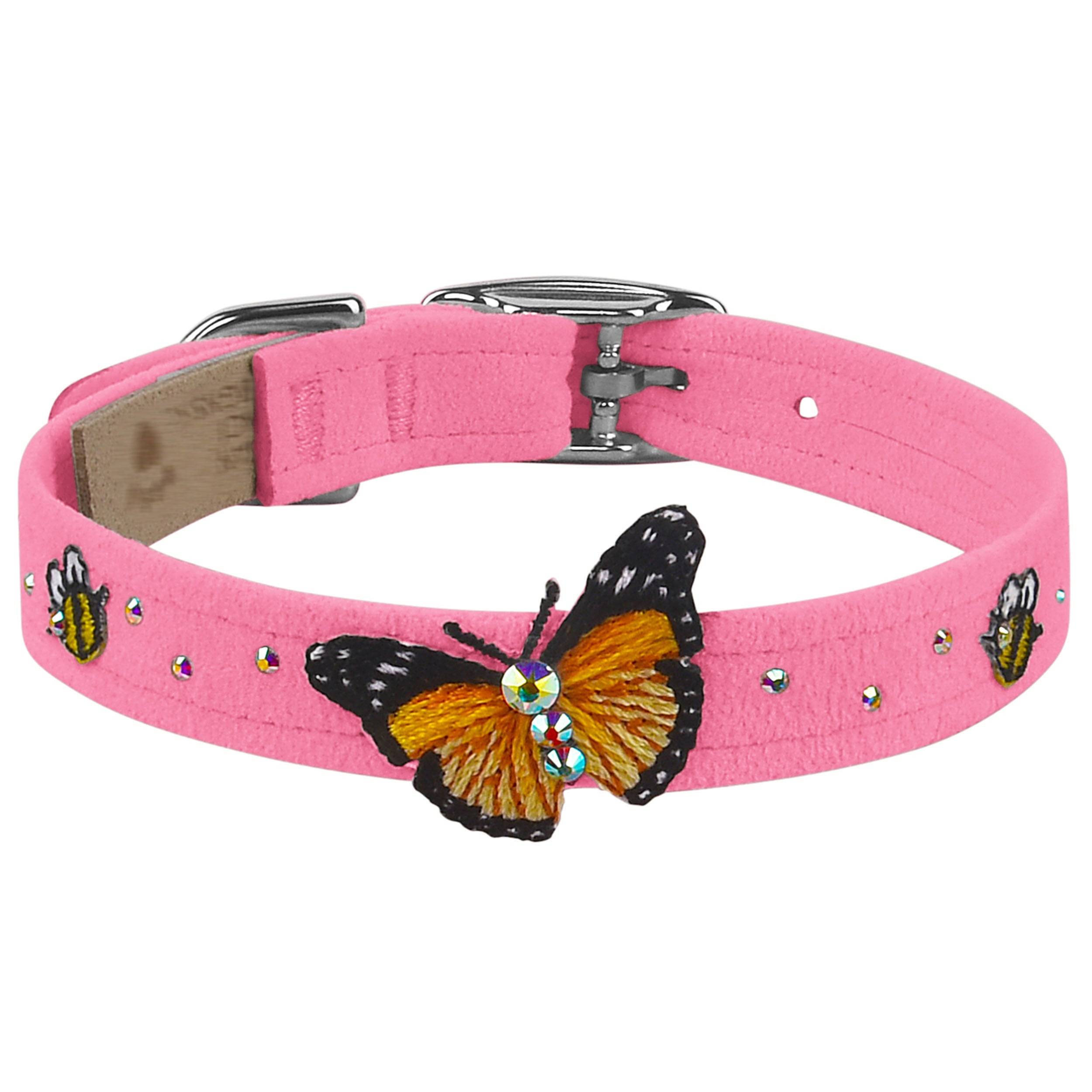 Embroidered Butterfly & Bees Collar Perfect Pink