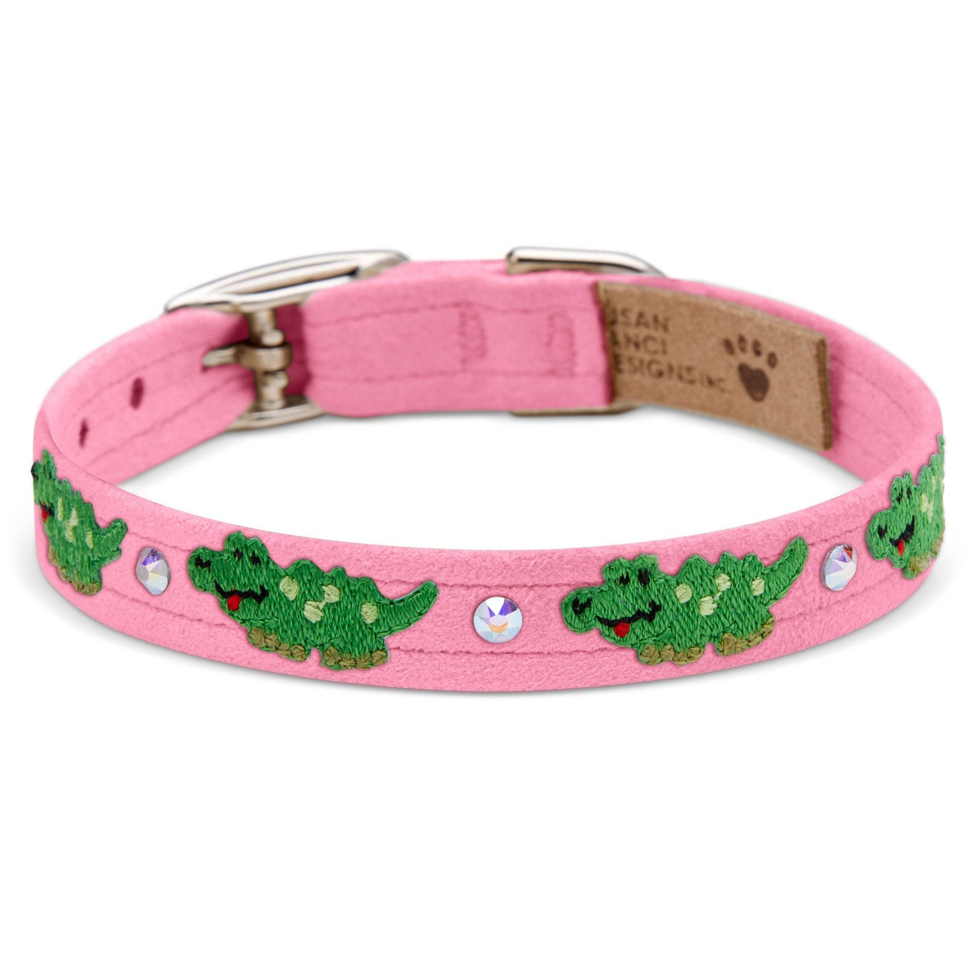 Embroidered Alligators Collar Perfect Pink