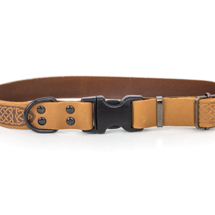 Celtic Sport Khaki Leather Dog Collar