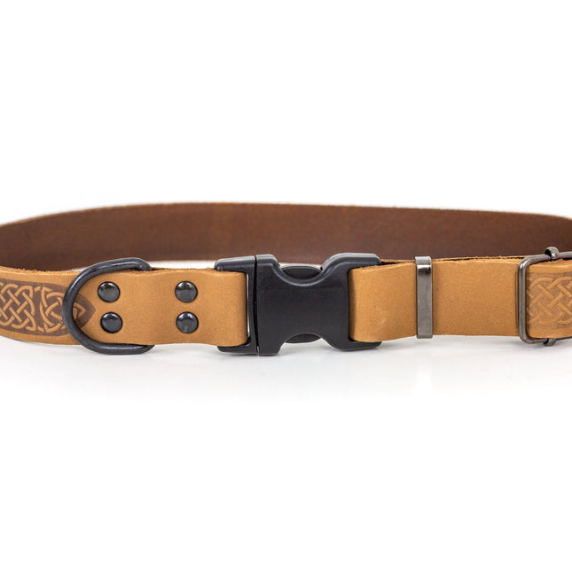 Celtic Sport Khaki Leather Dog Collar