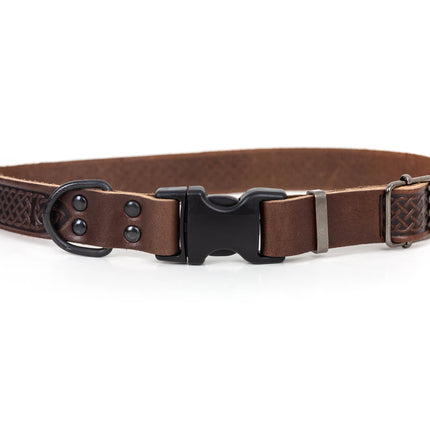 Celtic Sport Chocolate Leather Dog Collar