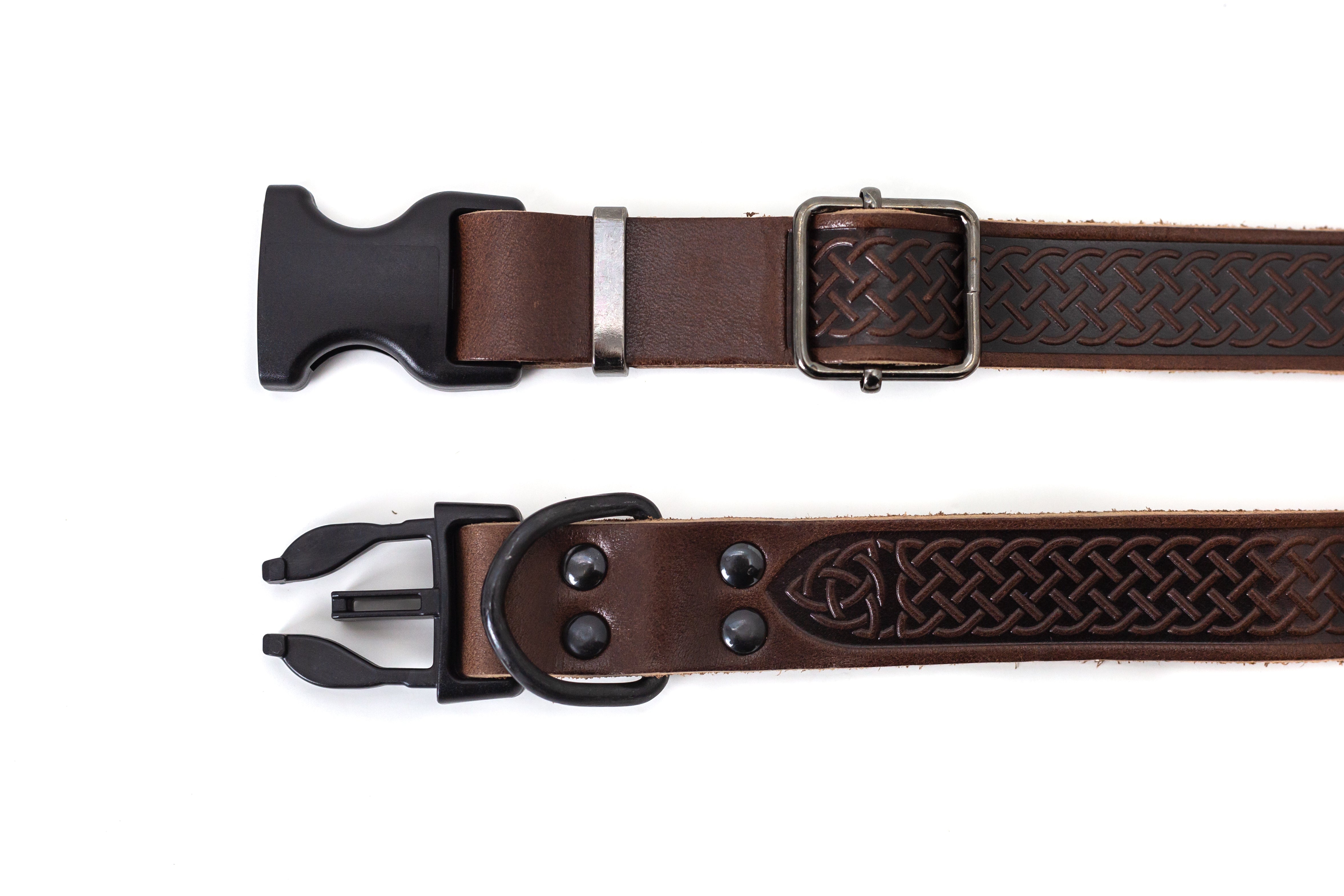 Celtic Sport Chocolate Leather Dog Collar