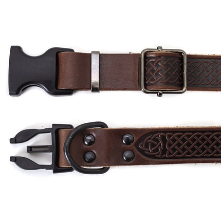 Celtic Sport Chocolate Leather Dog Collar