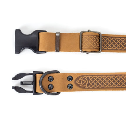 Celtic Sport Khaki Leather Dog Collar