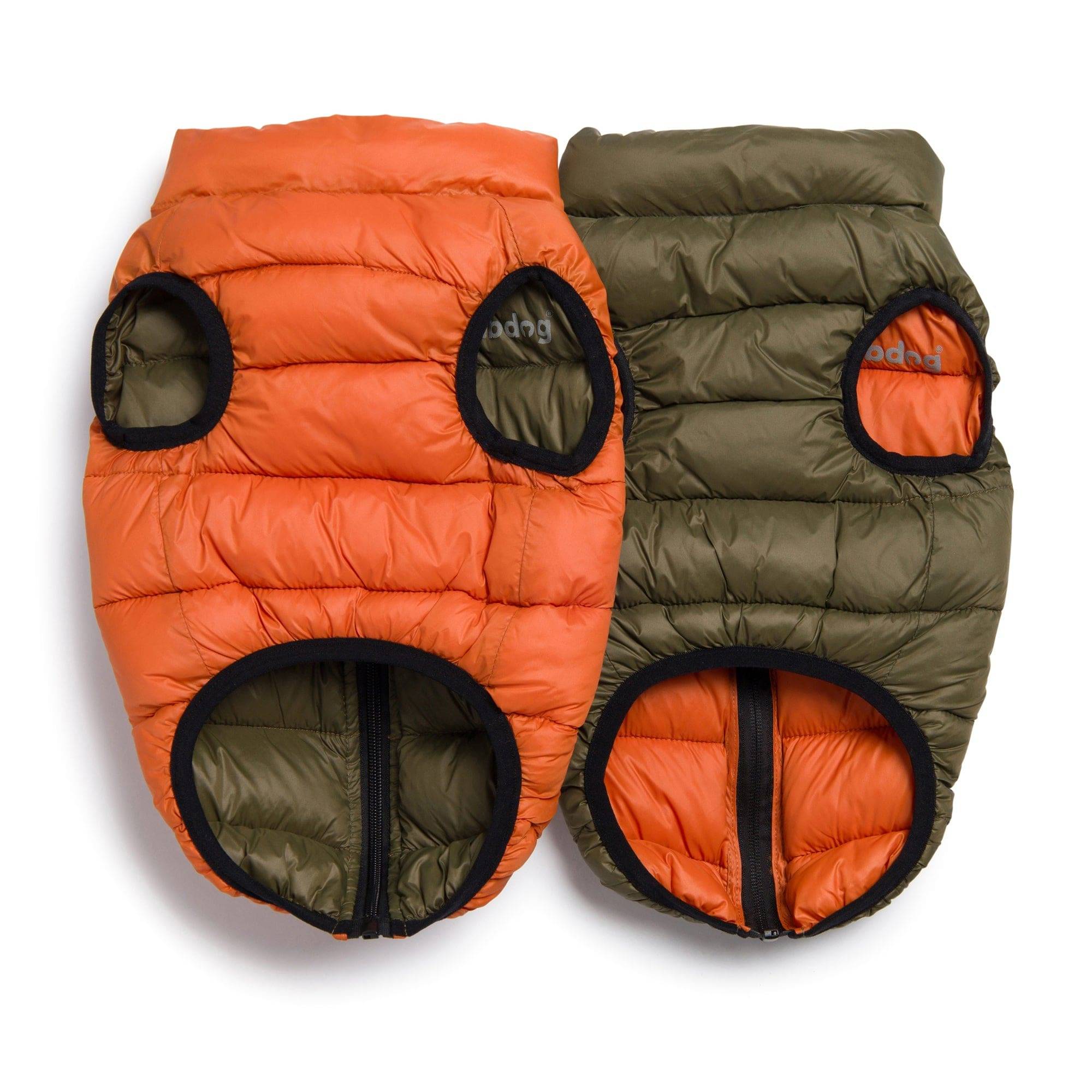 Olive & Orange Pack N Go Reversible Puffer