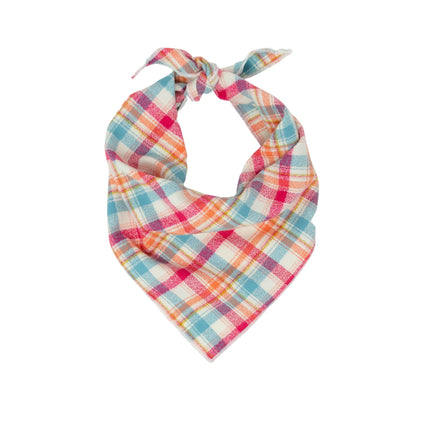 Pink & Blue Plaid Luxe Flannel Dog Bandana