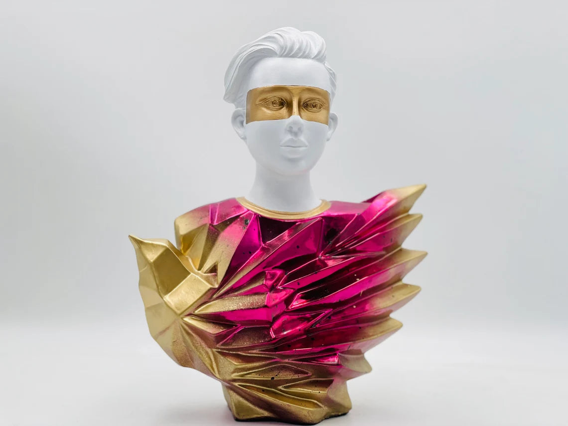 Pink Chrome Bird Boy Statue