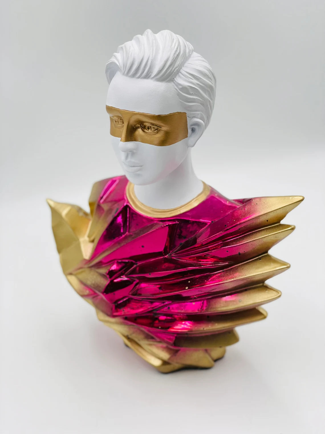 Pink Chrome Bird Boy Statue