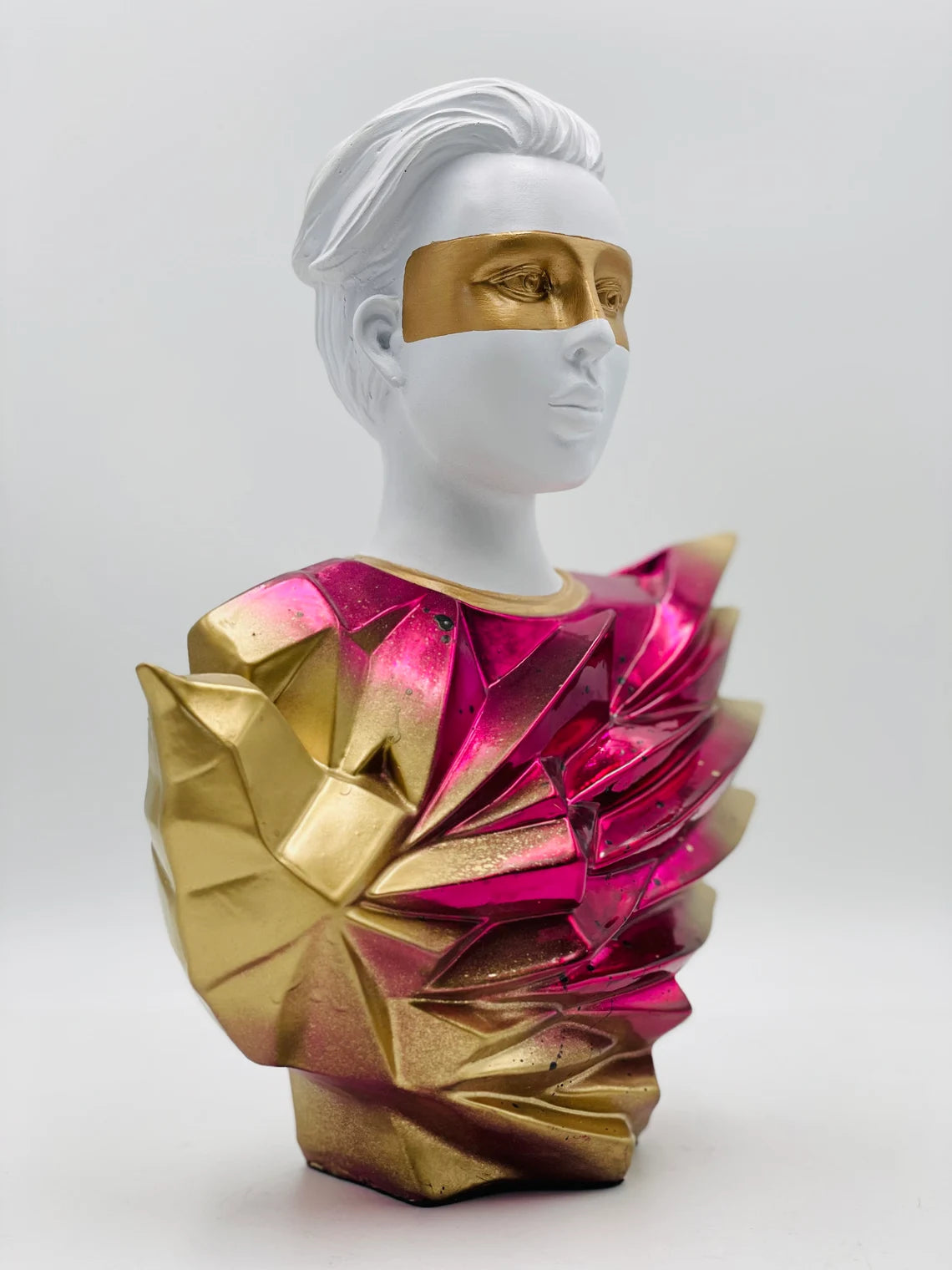 Pink Chrome Bird Boy Statue