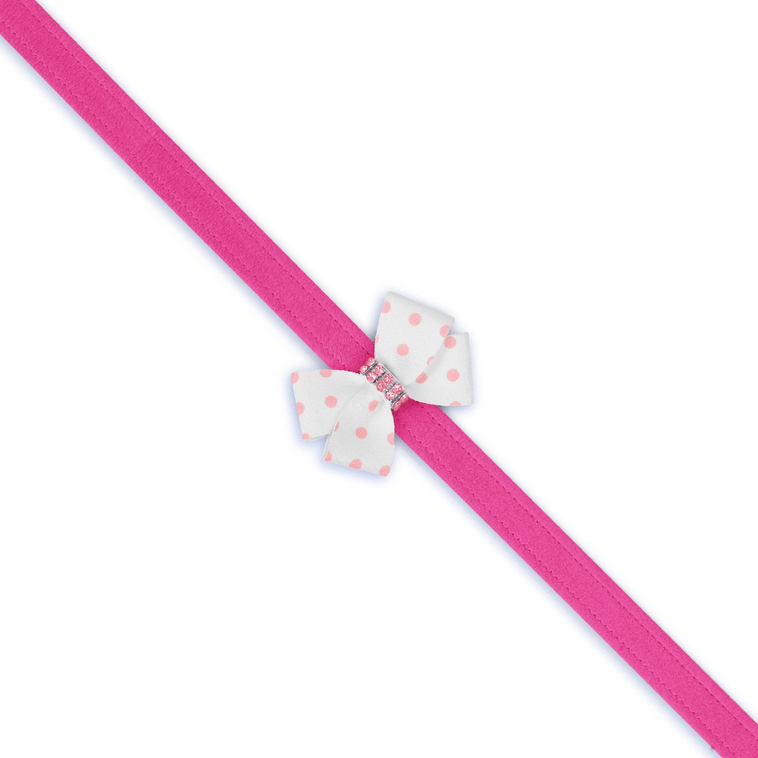 Polka Dot Nouveau Bow With Pink Giltmore Leash Sapphire