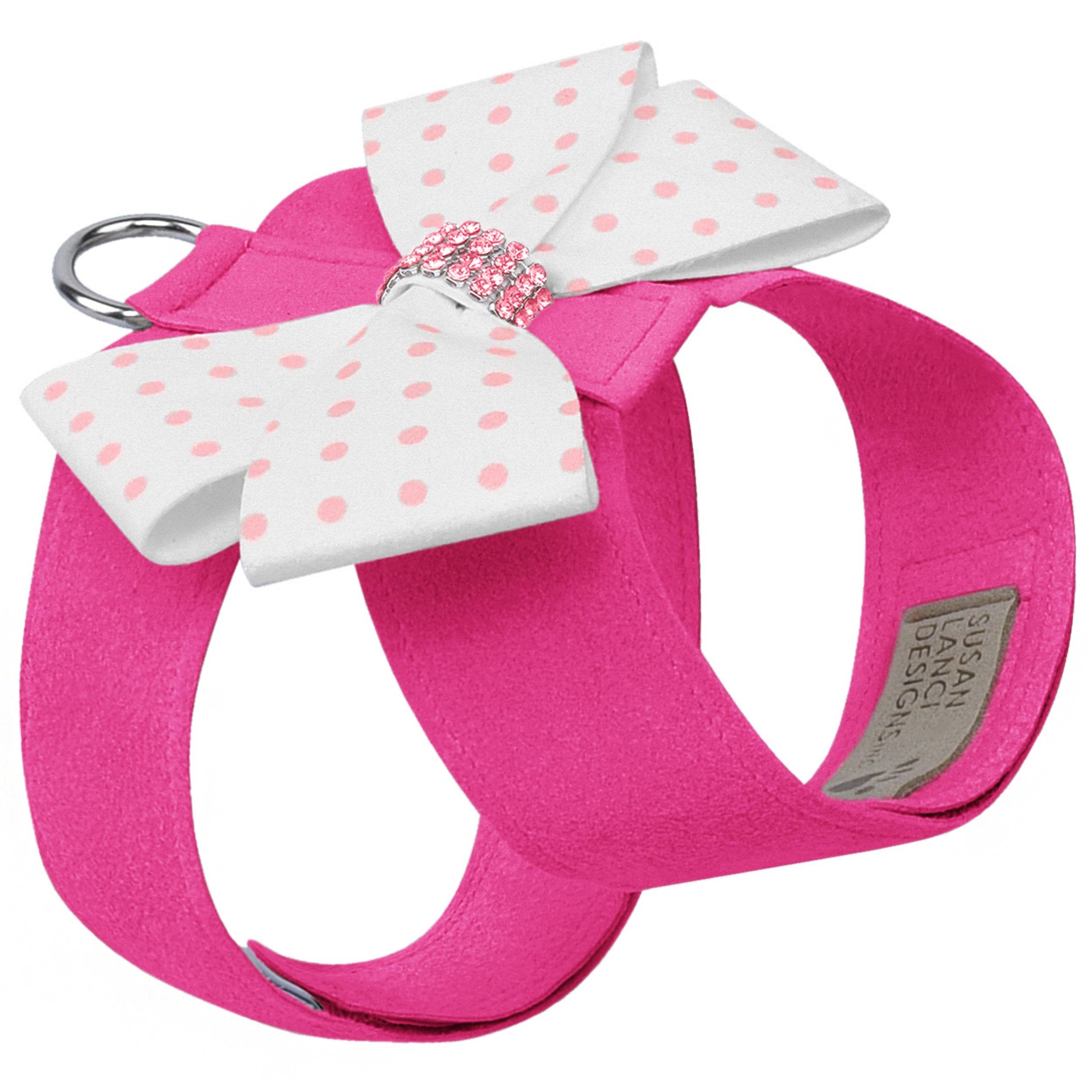 Polka Dot Nouveau Bow Tinkie Harness with Pink Giltmore Pink Sapphire