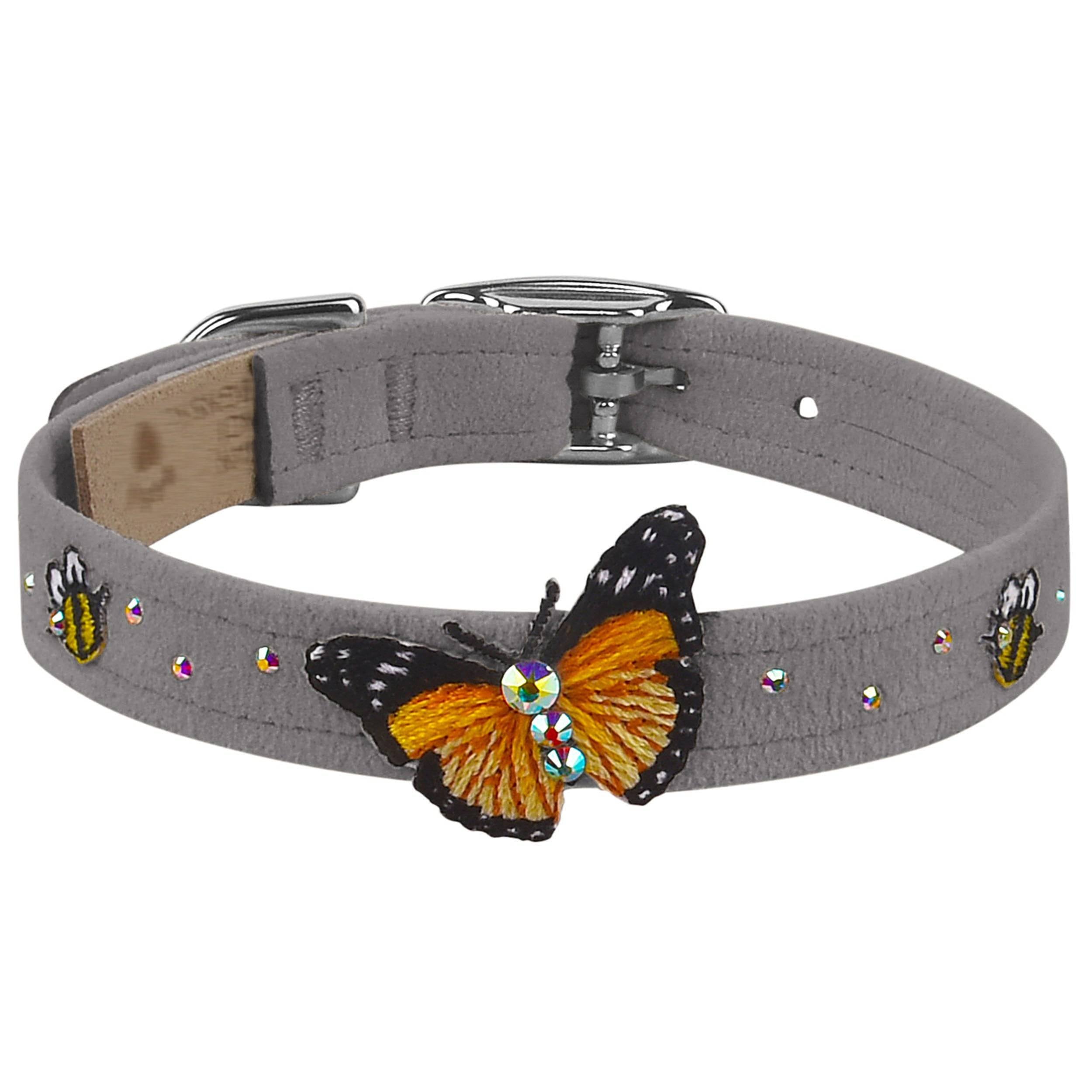 Embroidered Butterfly & Bees Collar Platinum