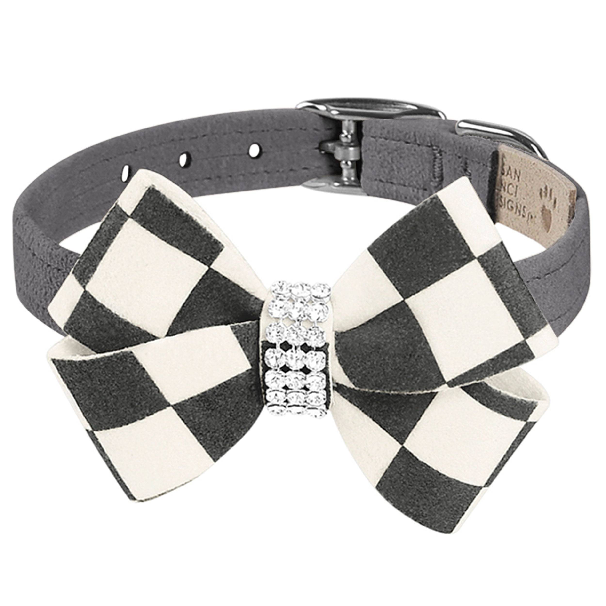 Windsor Check Nouveau Bow Collar Platinum