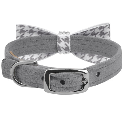 Giltmore Platinum Houndstooth Bow Tie 1/2" Collar