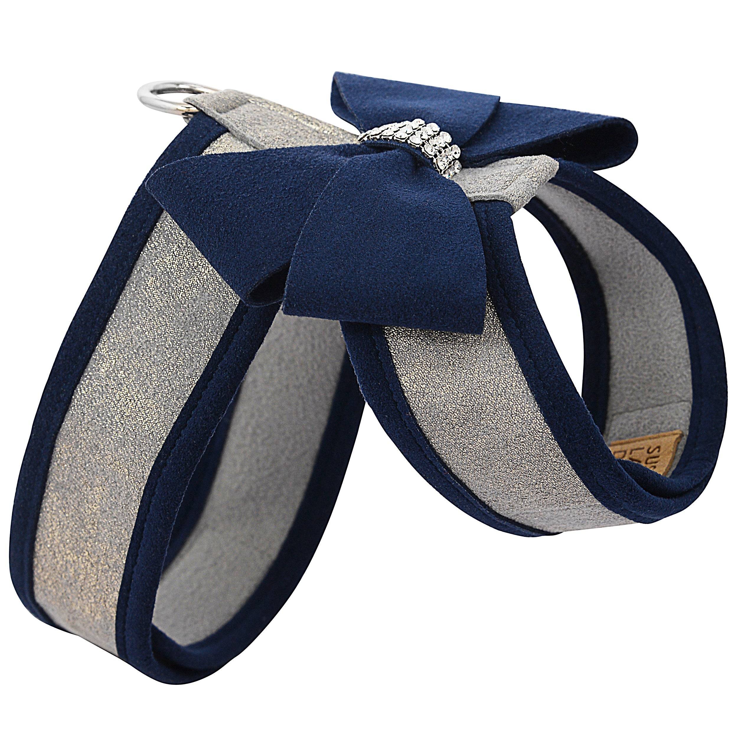 Indigo Nouveau Bow Tinkie Harness with Indigo Trim Platinum Glitzerati