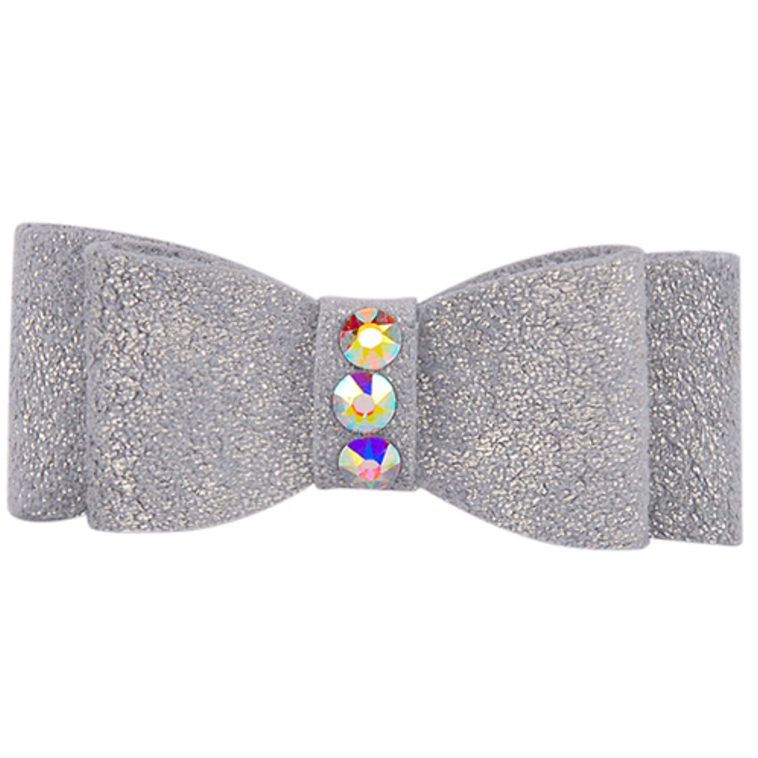 Glitzerati Plain Hair Bow Platinum Glitzerati