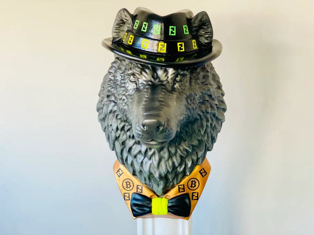 Pop Art Wolf Head Sculpture