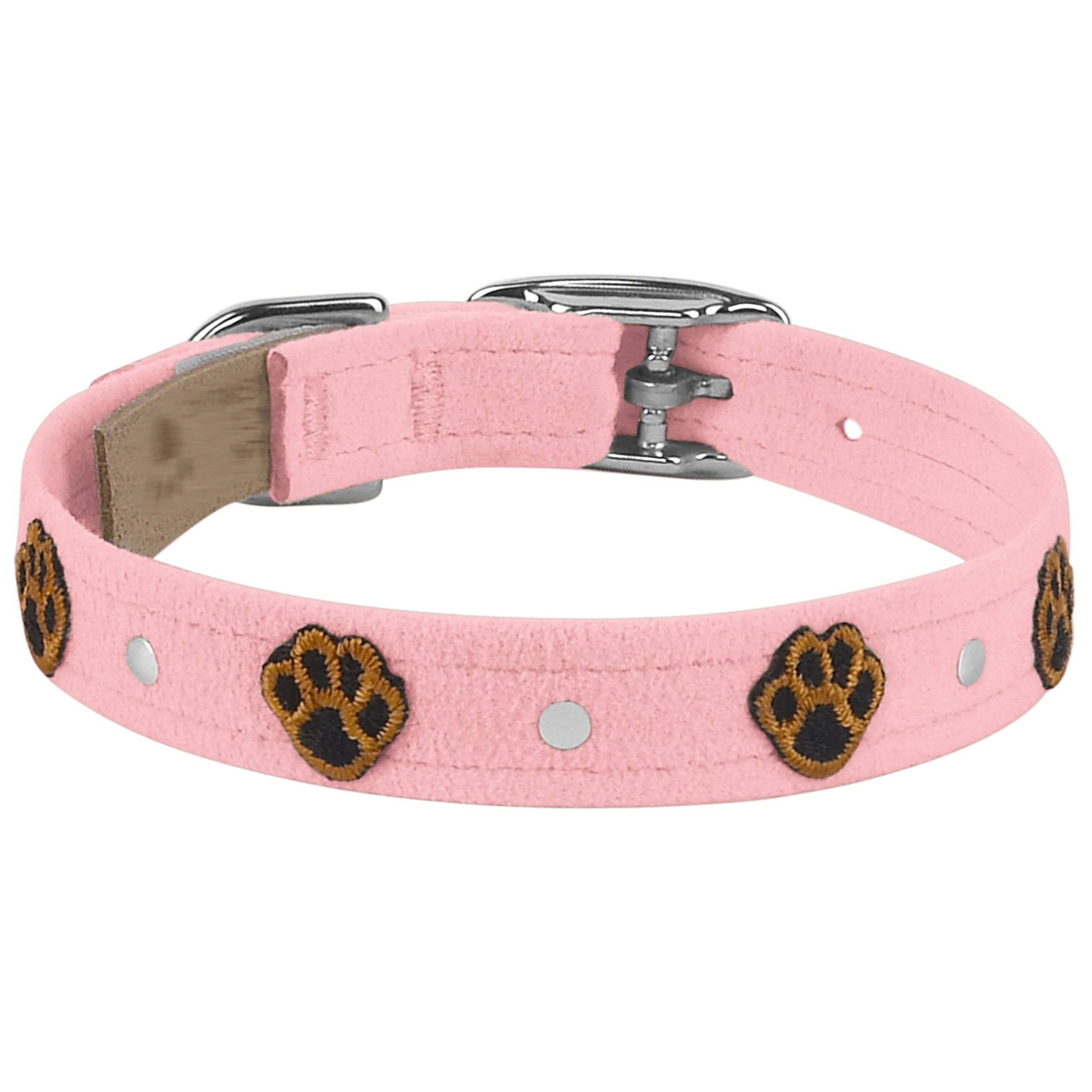 Embroidered Paws Collar Puppy Pink