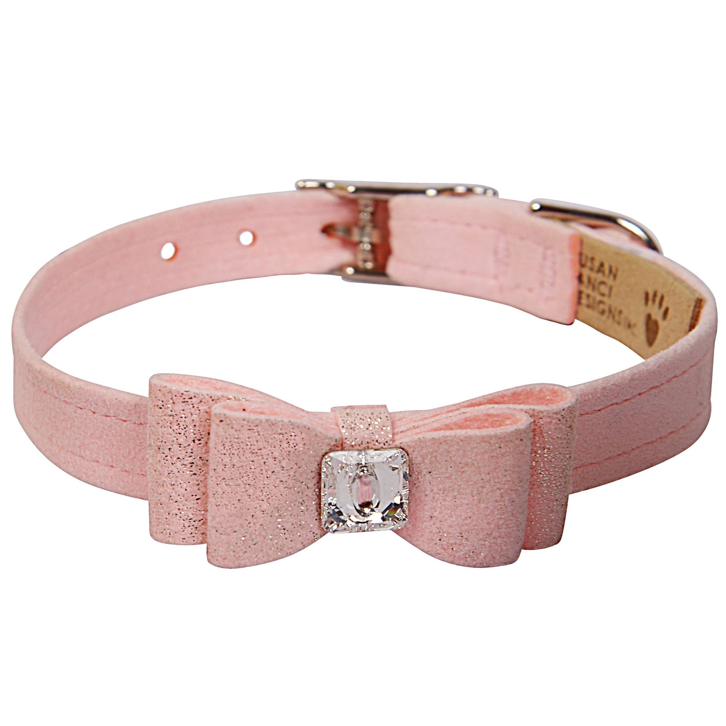 Puppy Pink Glitzerati Big Bow Collar Puppy Pink