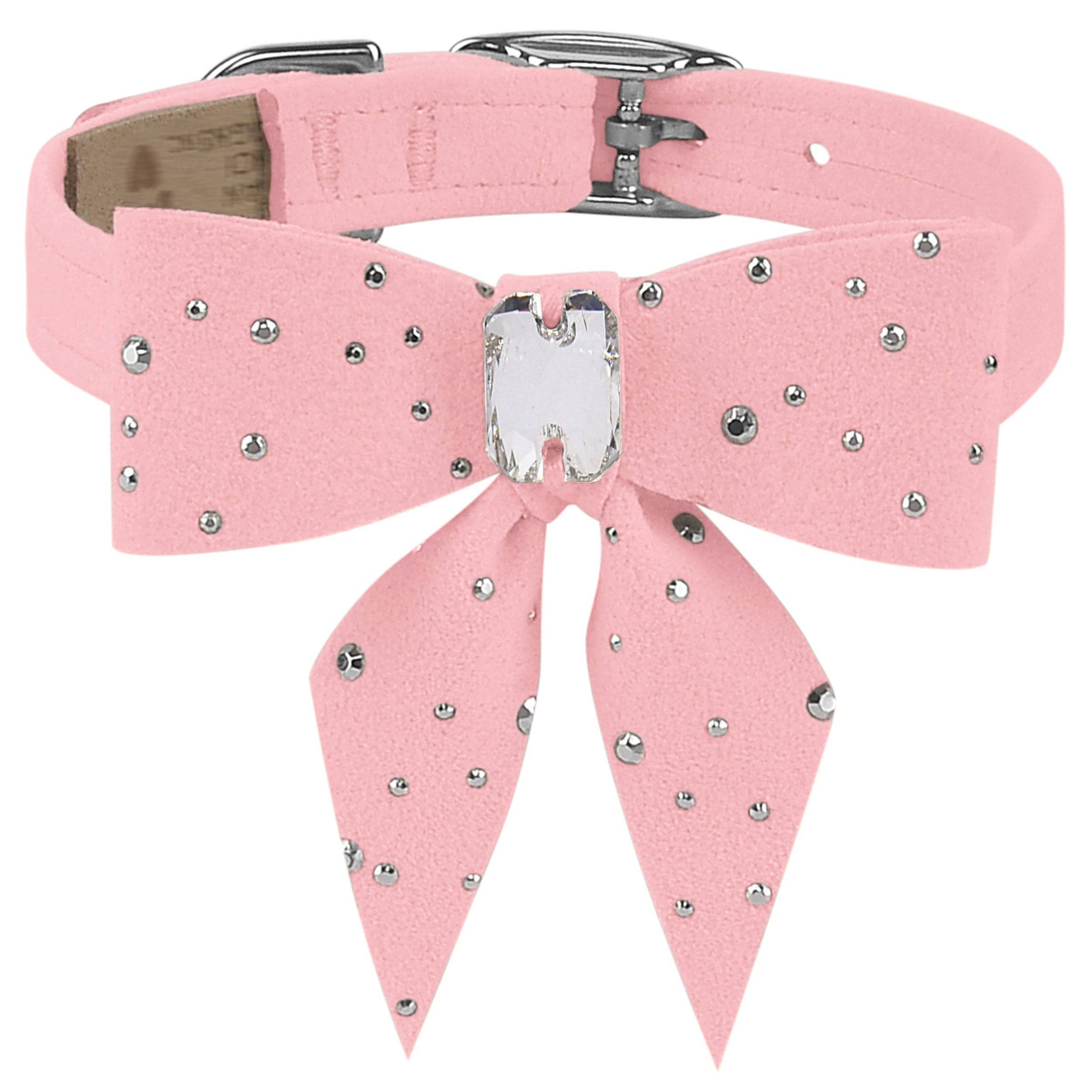 Silver Stardust Tail Bow Collar Puppy Pink