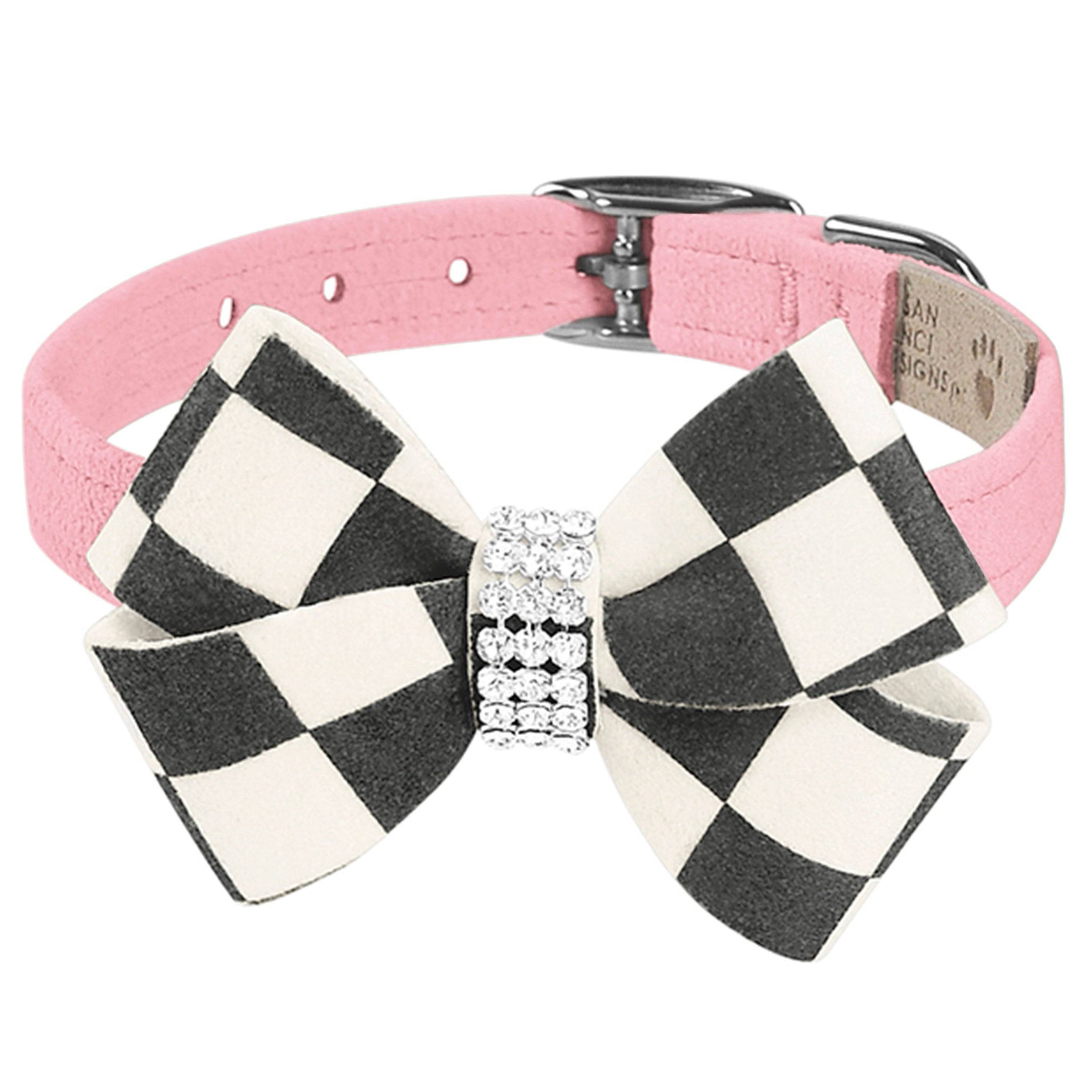 Windsor Check Nouveau Bow Collar Puppy Pink