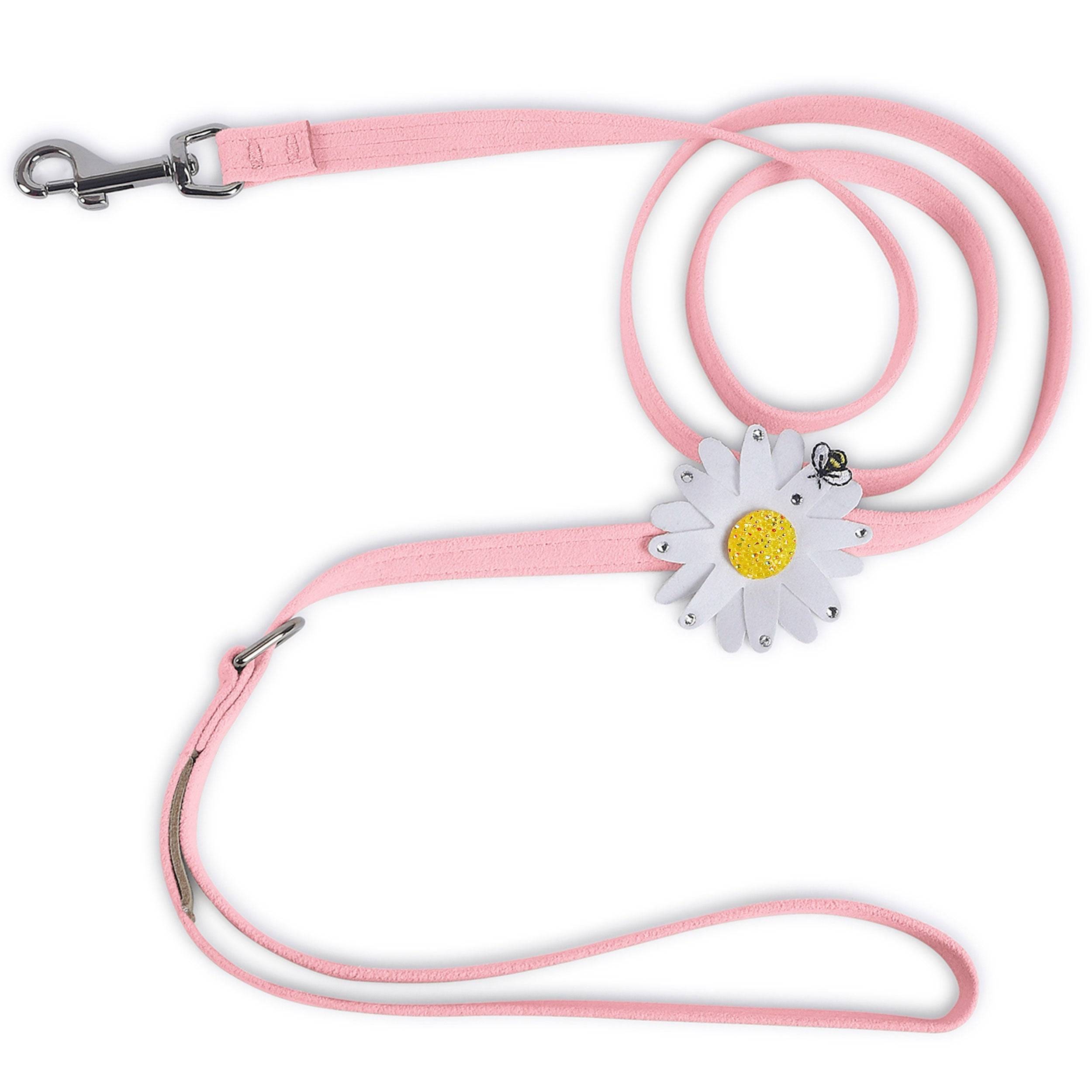 Large Daisy with AB Crystal Stellar Center Leash Puppy Pink