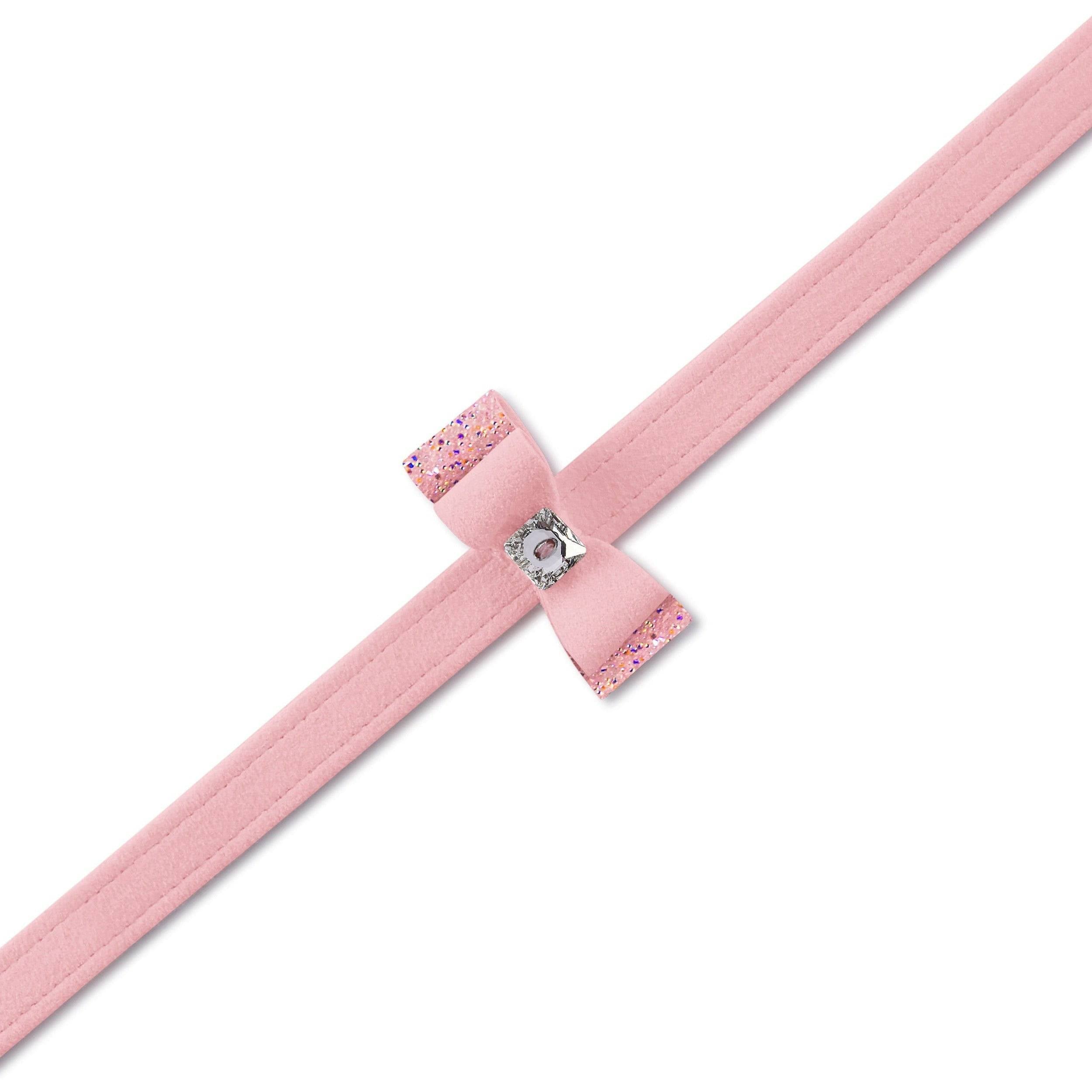 Aurora Borealis Crystal Stellar Big Bow Leash Puppy Pink