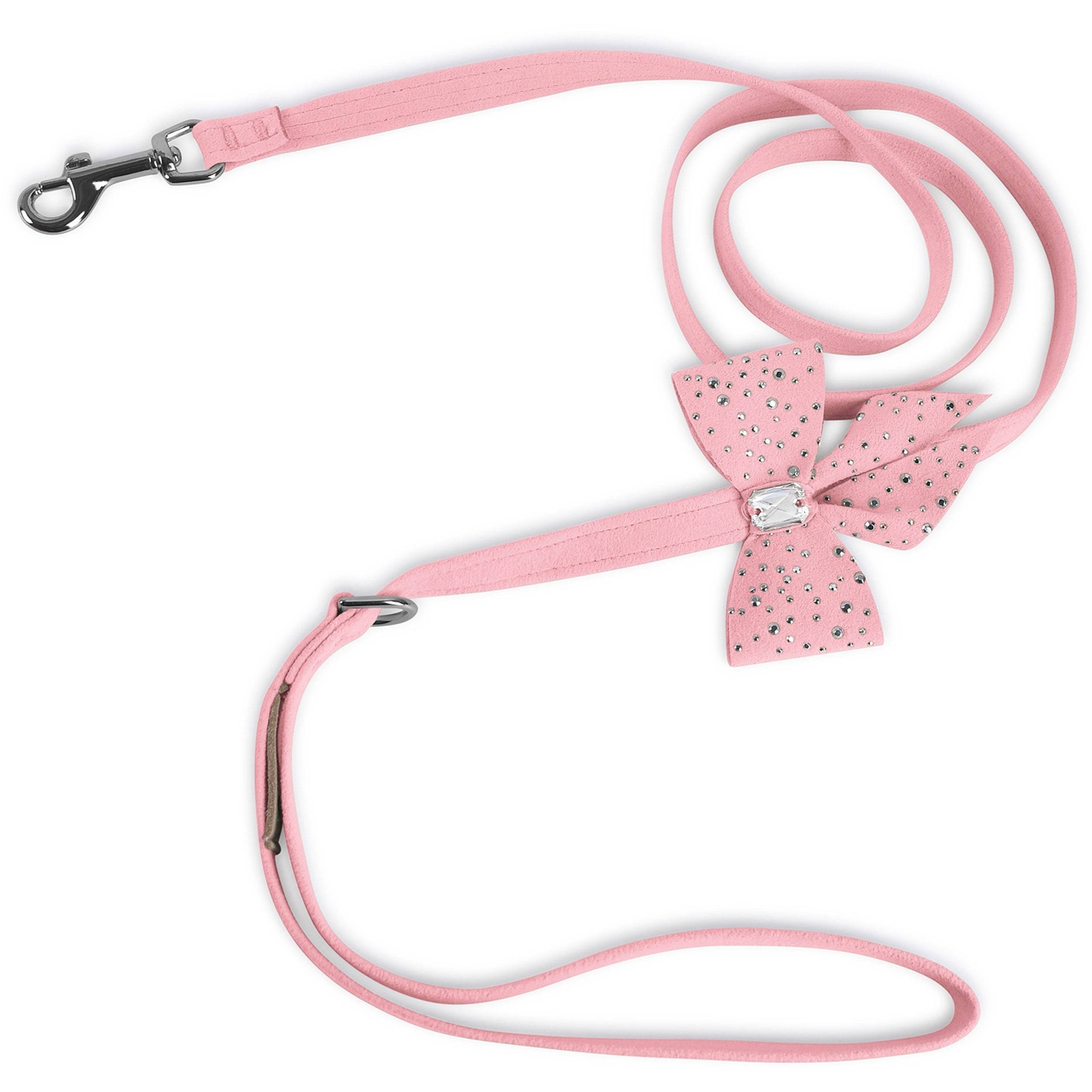 Silver Stardust Tail Bow Leash Puppy Pink