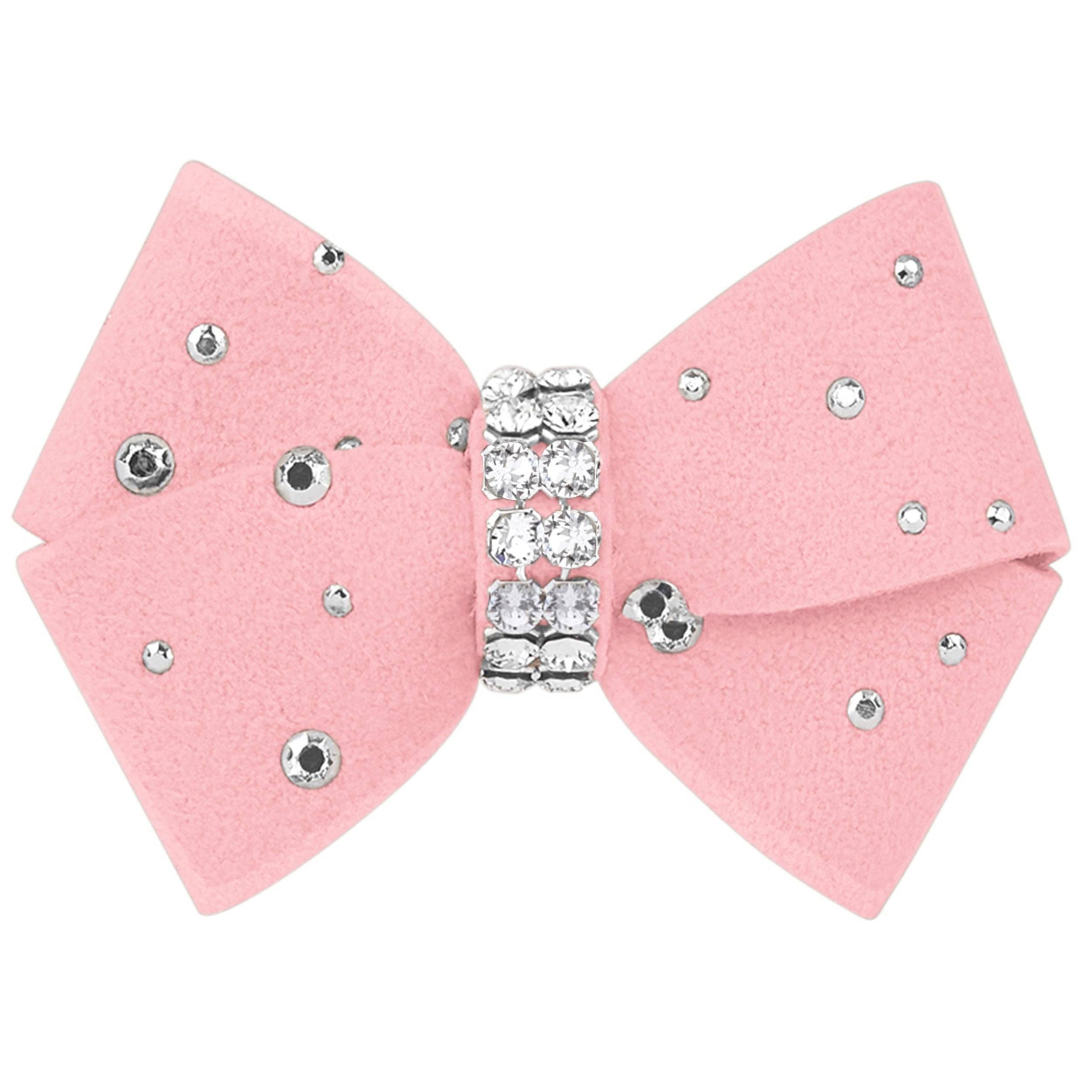 Nouveau Bow Hair Bow with Silver Stardust Puppy Pink