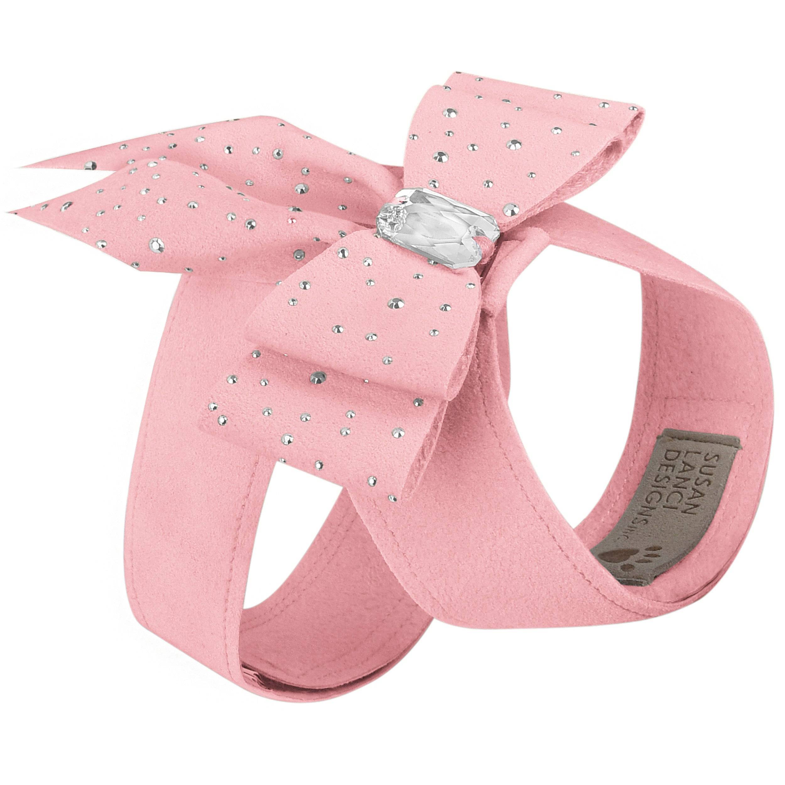 Silver Stardust Double Tail Bow Tinkie Harness Puppy Pink