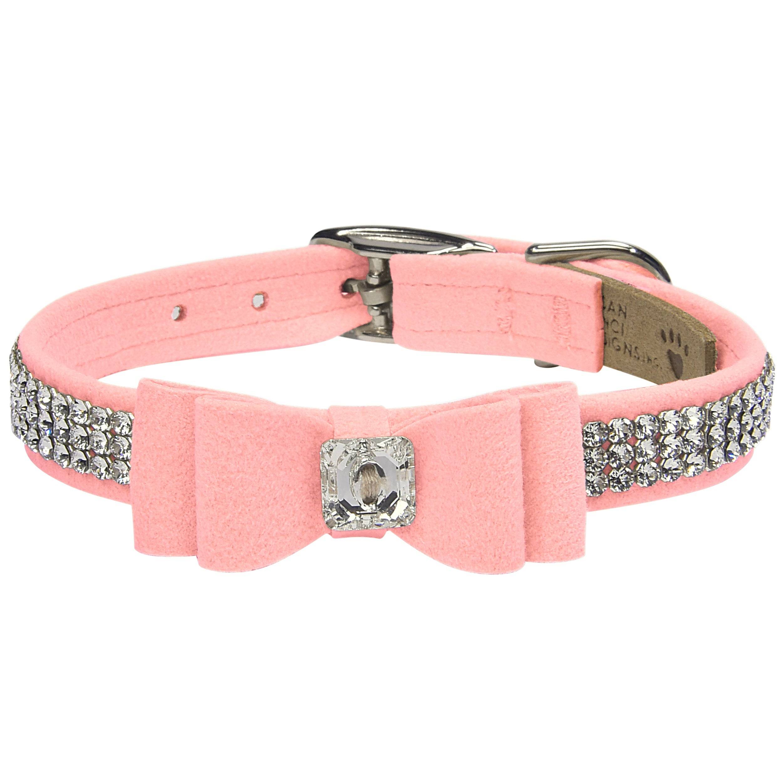 Big Bow 3 Row Giltmore Collar Puppy Pink