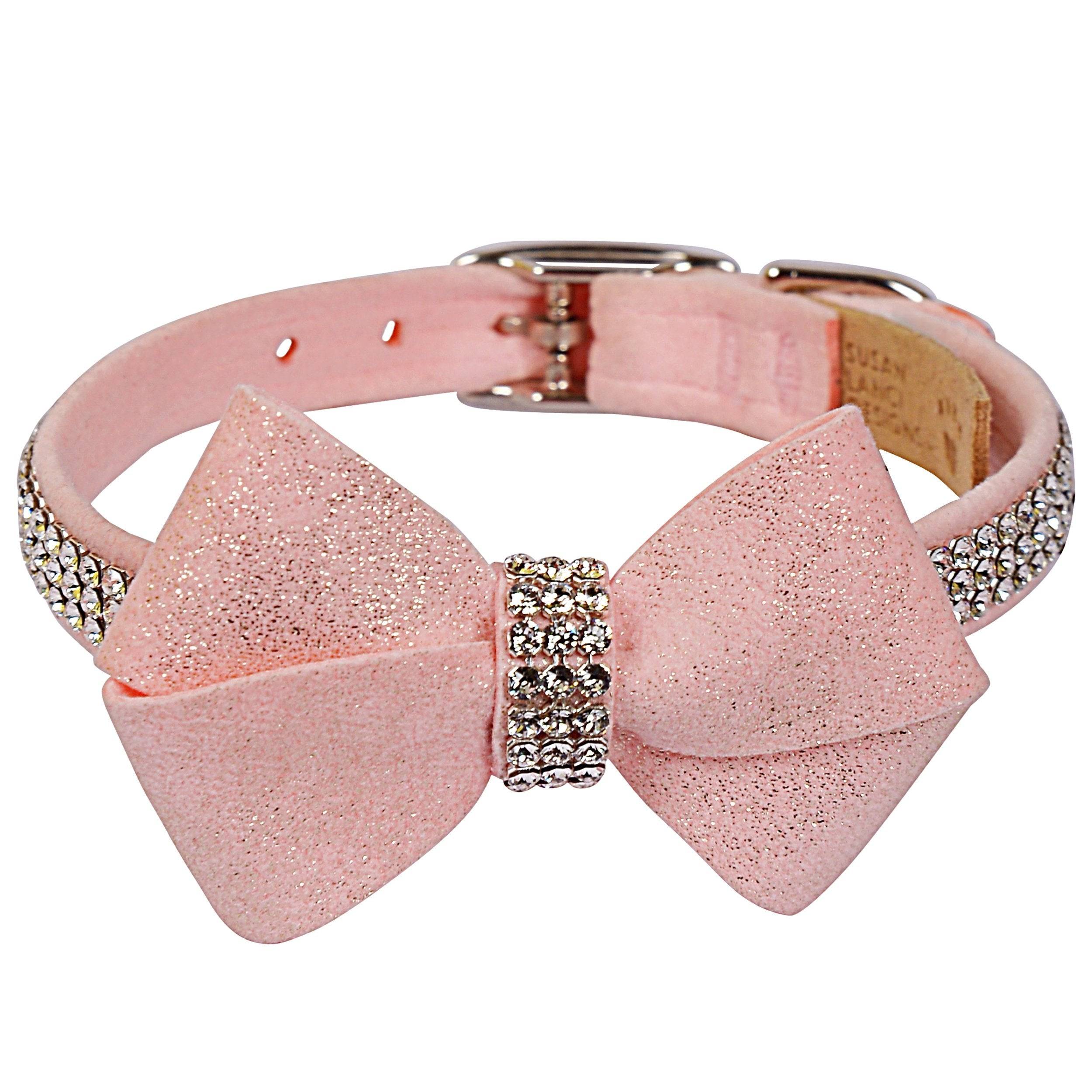 Puppy Pink Glitzerati Nouveau Bow 3 Row Giltmore Collar Puppy Pink