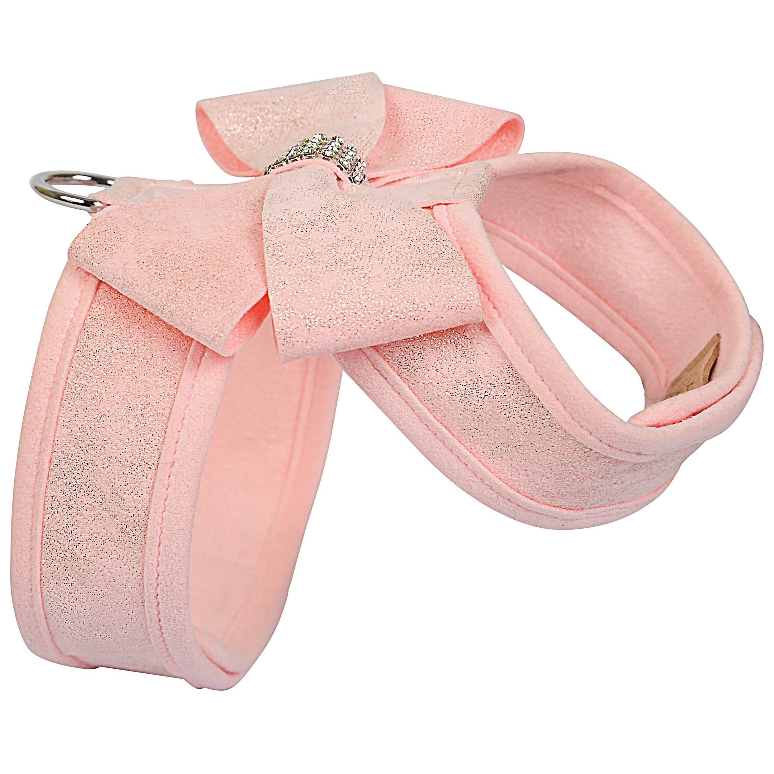 Puppy Pink Glitzerati Nouveau Bow Tinkie Harness with Puppy Pink Trim Puppy Pink Glitzerati