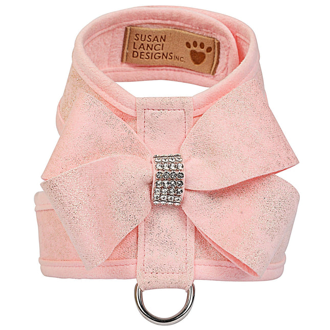 Puppy Pink Glitzerati Nouveau Bow Tinkie Harness with Puppy Pink Trim