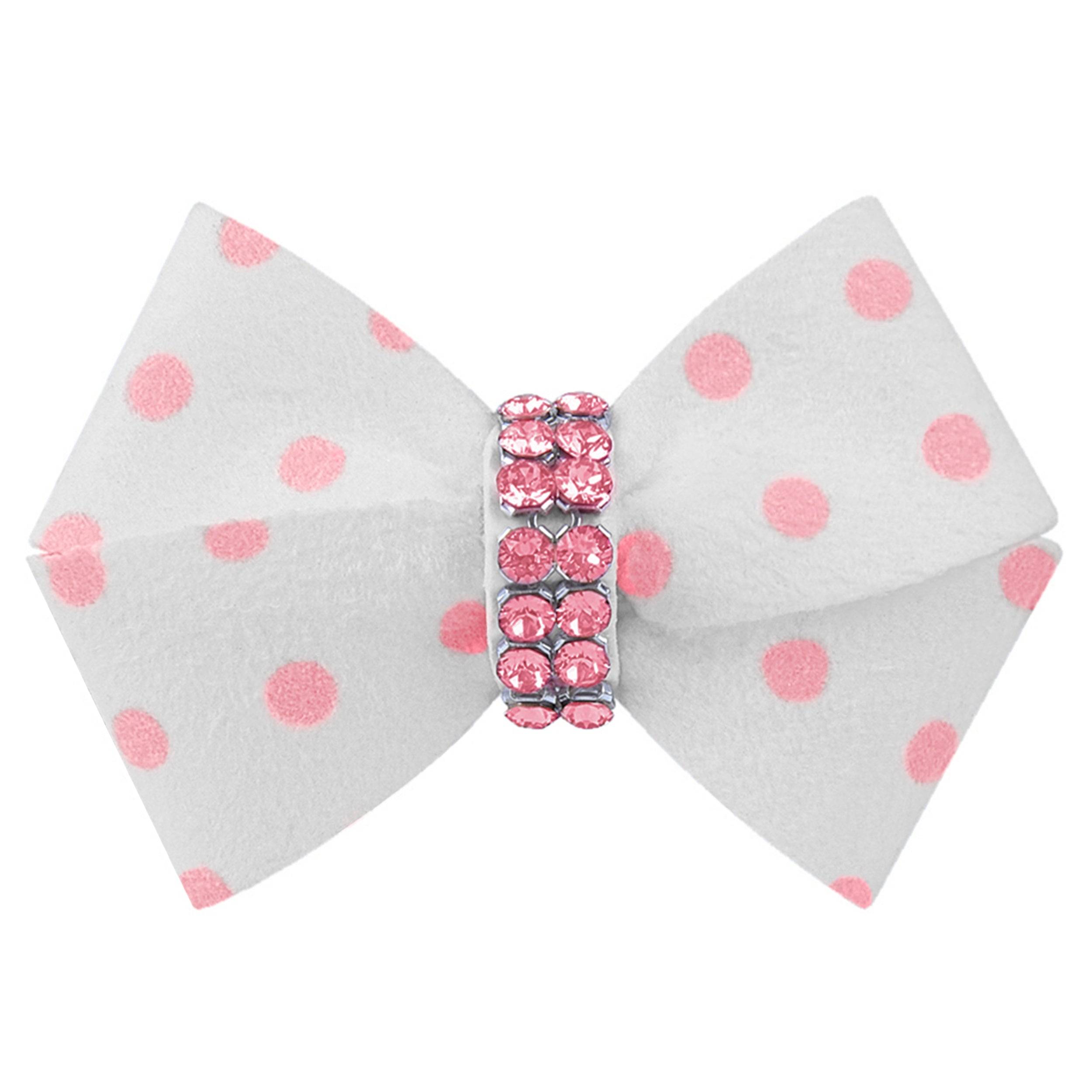 Polka Dot Nouveau Bow with Pink Giltmore Hair Bow Puppy Pink