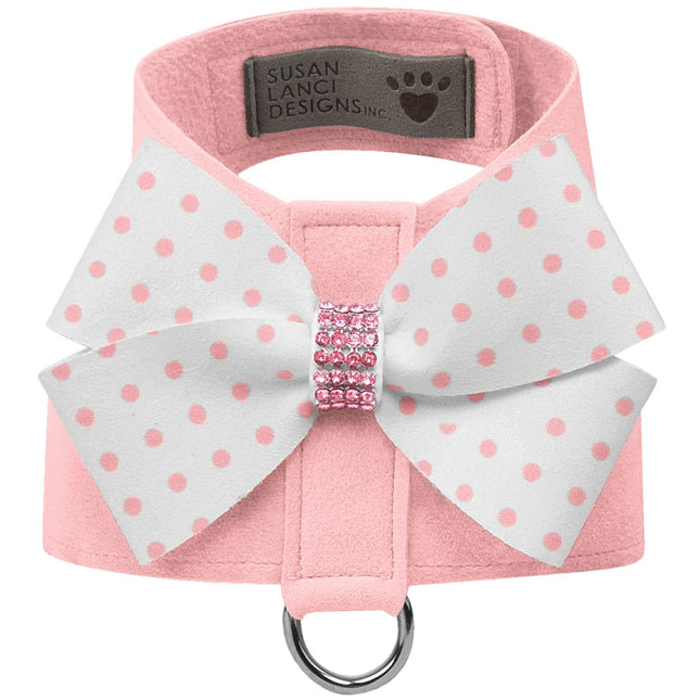 Polka Dot Nouveau Bow Tinkie Harness with Pink Giltmore