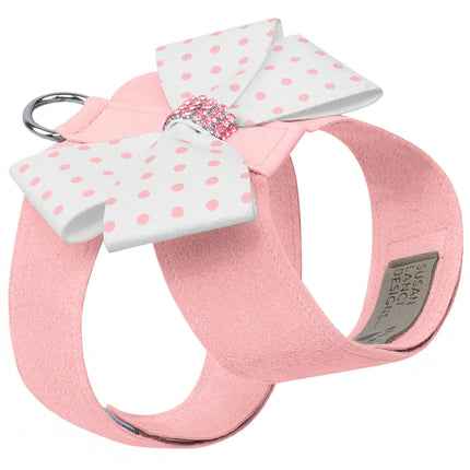 Polka Dot Nouveau Bow Tinkie Harness with Pink Giltmore