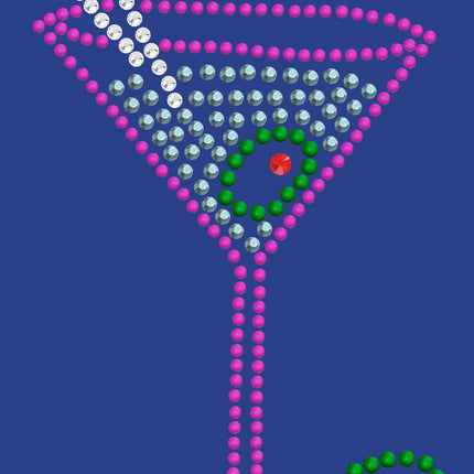 Martini (Fuchsia with Blue Rhinestones) - Bandanna