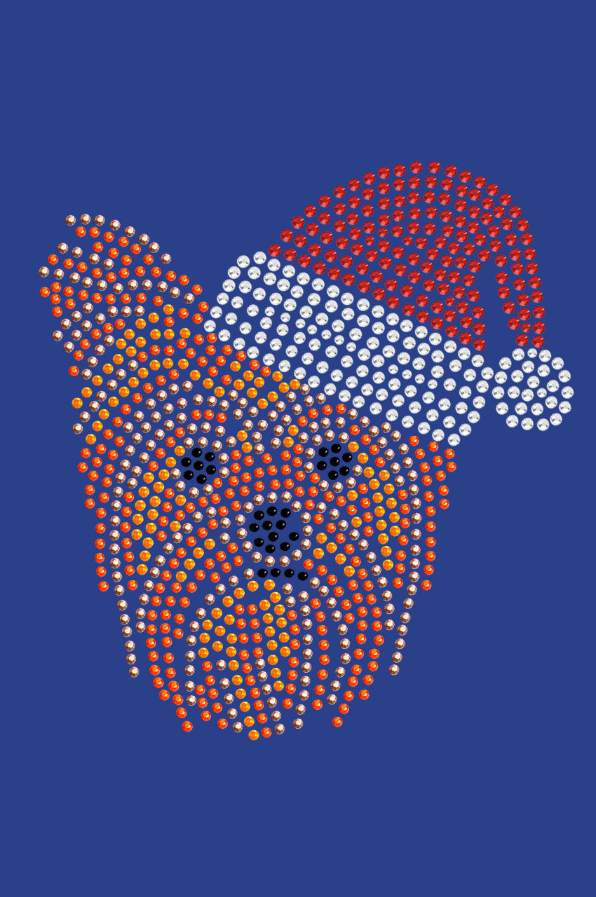 Yorkie Face 2 with Santa Hat - Bandana Royal Blue