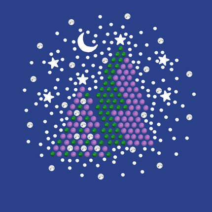 Purple & Green Christmas Trees with Austrian crystal Snowflakes - Women's T-shirt