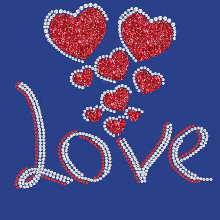 Love with Red Glitter Hearts - Women's Tee