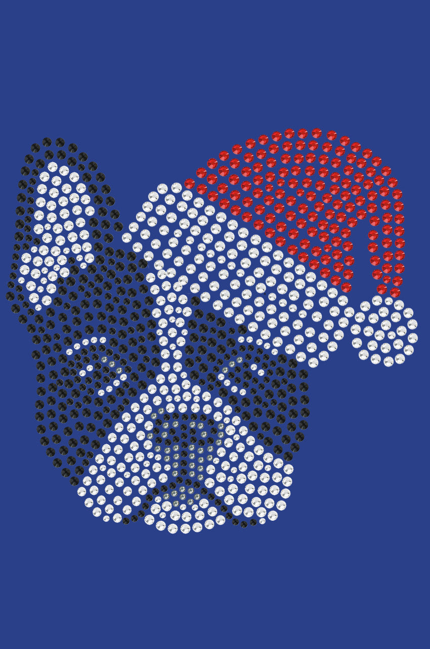 Boston Terrier with Santa Hat - Bandana Royal Blue