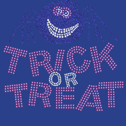 Trick or Treat with Blue Glitter Spider - Women's Tee